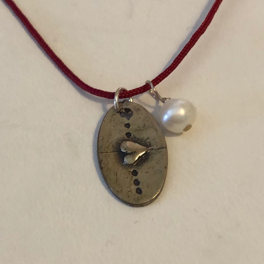 Silver Heart Charm and FW Pearl Necklace
